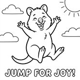 Coloriage quokka qui saute à imprimer : quokka en saut joyeux, coloriage facile enfant (Toupty.com)