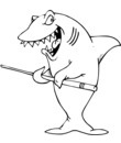 Coloriage Requin avec queue de billard