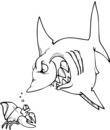 Coloriage Requin face  un crustac