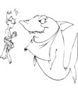 coloriage Requin face  un plongeur
