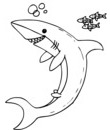 Coloriage Requin heureux nage avec poissons