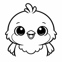 Coloriage rougegorge kawaii en gros plan, portrait centré, facile pour enfant