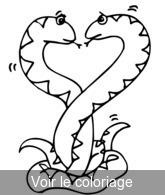 coloriage coeur de serpent jaune et vert