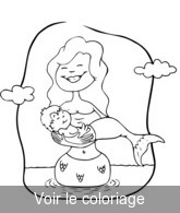 coloriage sirène et son bébé