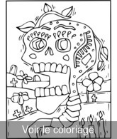 Coloriage Squelette dans un cimetière | Toupty.com