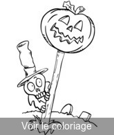 Coloriage Squelette et citrouille Halloween | Toupty.com