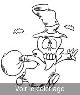Coloriage Squelette dans la nuit d'Halloween | Toupty.com