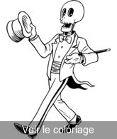 Coloriage Squelette en costume et chapeau | Toupty.com