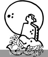 Coloriage Mains de squelette qui dépasse de la tombe | Toupty.com