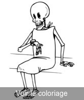 Coloriage Squelette assis avec montre | Toupty.com