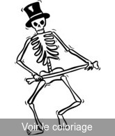 Coloriage Squelette avec canne et chapeau | Toupty.com