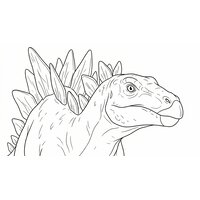 Coloriage gros plan tête de stégosaure semi-réaliste
