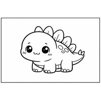 Coloriage bébé stégosaure kawaii mignon aux grands yeux