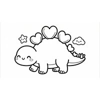 Coloriage stégosaure kawaii forme jouet avec plaques cœurs