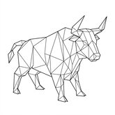 Dessin moderne de taureau en formes géométriques style origami ou low poly
