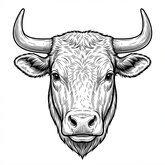 Dessin détaillé d une tête de taureau réaliste de face