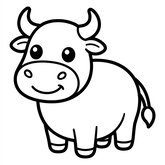 Dessin à colorier d un adorable bébé taureau debout