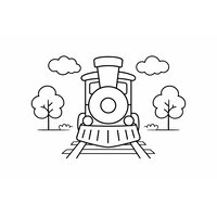 Coloriage petit train style jouet vu de face, très simple pour enfants 4 à 6 ans