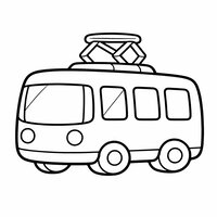 Coloriage mini tramway chibi ultra simple pour maternelle, grosses roues et formes géométriques, enfant | Toupty.com