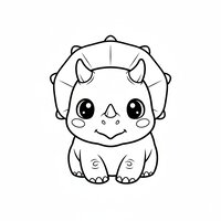 Coloriage bébé tricératops kawaii plein cadre à imprimer