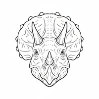 Coloriage tricératops de face symétrique (collerette et cornes) à imprimer