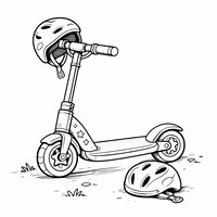 Coloriage trottinette avec casque
