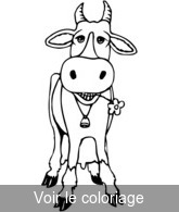 coloriage vache qui machouille une fleur