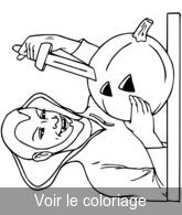 Coloriage Le vampire découpe la citrouille por Halloween | Toupty.com