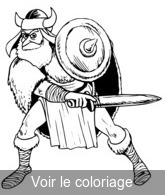 Coloriage Viking combattant avec épée et bouclier | Toupty.com