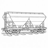 Coloriage wagon trémie semi-réaliste agricole avec cuves en V et trappes visibles, enfant | Toupty.com