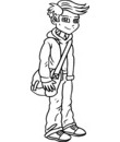 coloriage adolescent avec son sac de cours