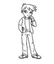 coloriage adolescent en pleine reflexion