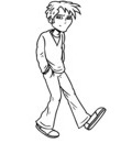 coloriage adolescent qui marche les mains dans les poches