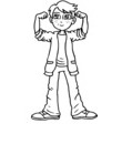 adolescent qui montre ses muscles coloriage