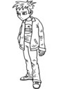 coloriage adolescent avec blouson rouge