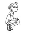 coloriage d'un adolescent accroupi