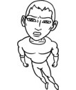 coloriage adolescent qui joue au super héro