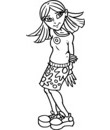coloriage Fille en jupe à fleurs