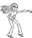 coloriage adolescente faisant du karaté