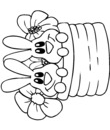 Coloriage Pâques : petits lapins dans le panier