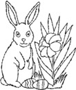 Coloriage Pâques : lapin et oeufs