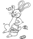 Coloriage Pâques : lapin à la chasse aux oeufs