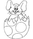 Coloriage Pâques : lapin dans son oeuf