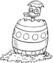 Coloriage Pâques : canard sortant de son oeuf