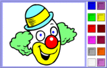 tête de clown nez rouge chapeau bleu