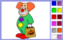 clown cheveux rouge sac citrouille halloween