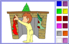 coloriage en ligne enfant et pere noel