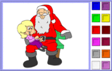 coloriage en ligne petite fille et pere noel