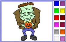 Halloween monstre porte une citrouille