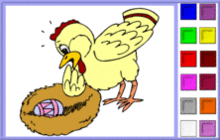 la poule de paques et son oeuf : colorier en ligne